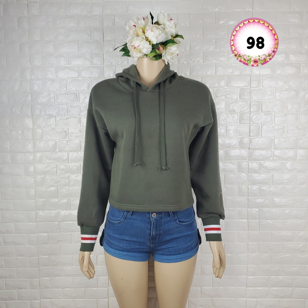full circle small olive green hoodie top ( 5 for $20 )